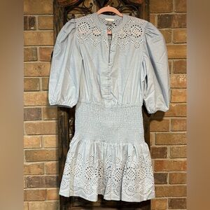 Elegant Light Blue Eyelet Dress NWOT